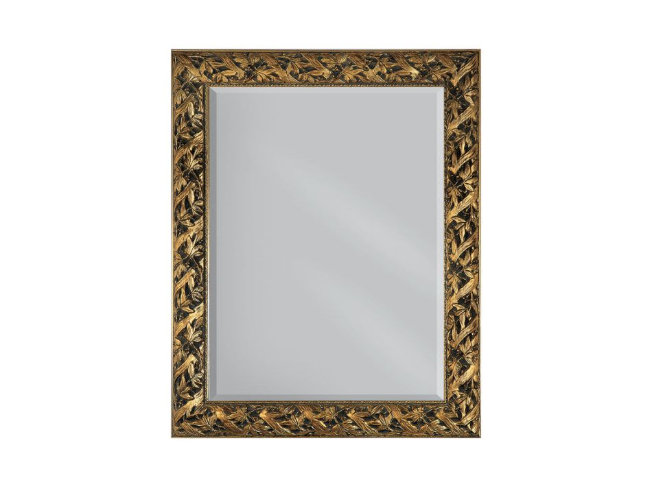 Espelho com Espelho de Chão e Moldura em Folha de Ouro Fabricado na Itália - Tane Viadurini