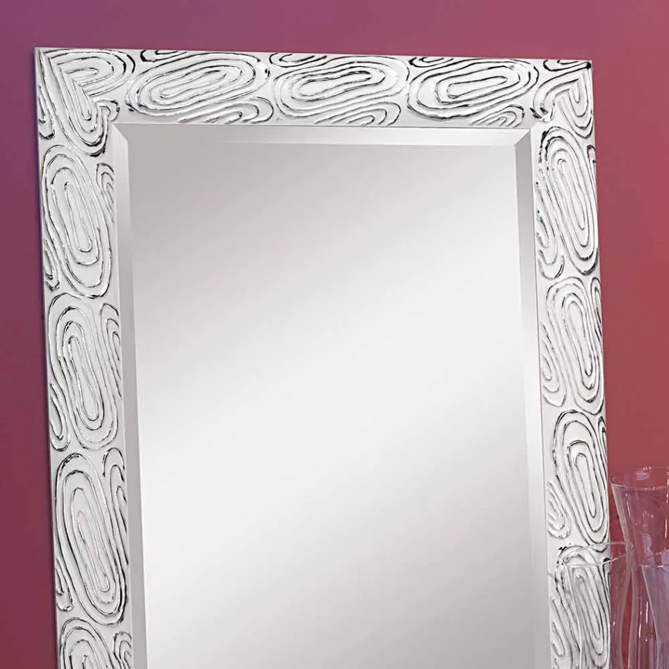 Espelho de parede em ouro, branco e prata em madeira, Eugenio, produzido na Itália Viadurini