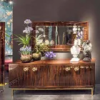 Espelho de parede polida em ébano polido e metal Ada 1 Viadurini