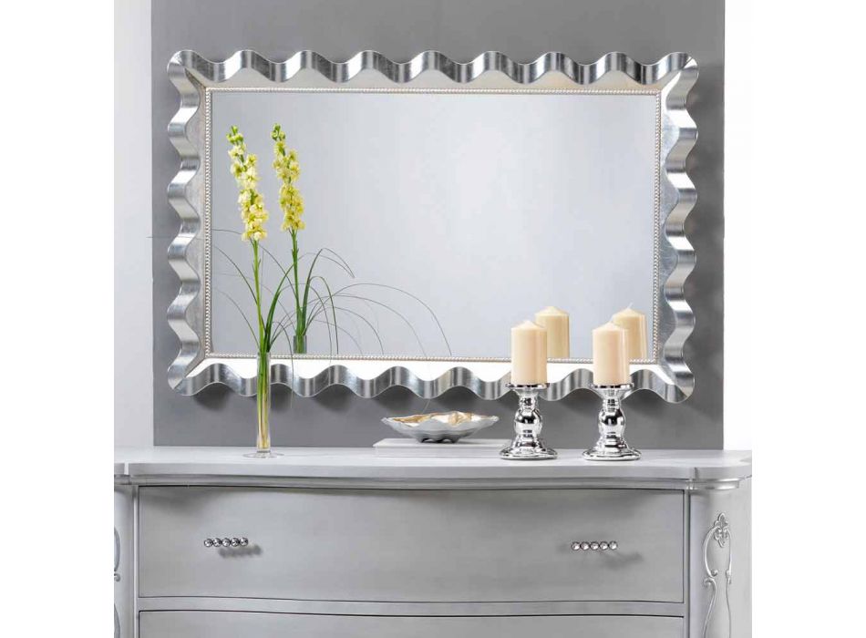 Espelho de parede de design moderno decorado com pérolas Lane Viadurini