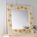 Espelho de parede de design decorado com flor de rosa