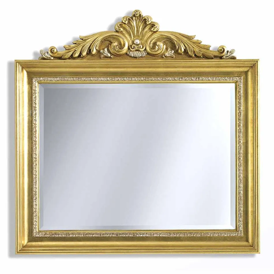 Espelho de parede em friso de resina e madeira, feito à mão na Itália, Ivan Viadurini