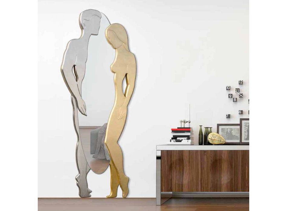 Espelho de parede em MDF design moderno Homem e mulher em forma de mão Viadurini