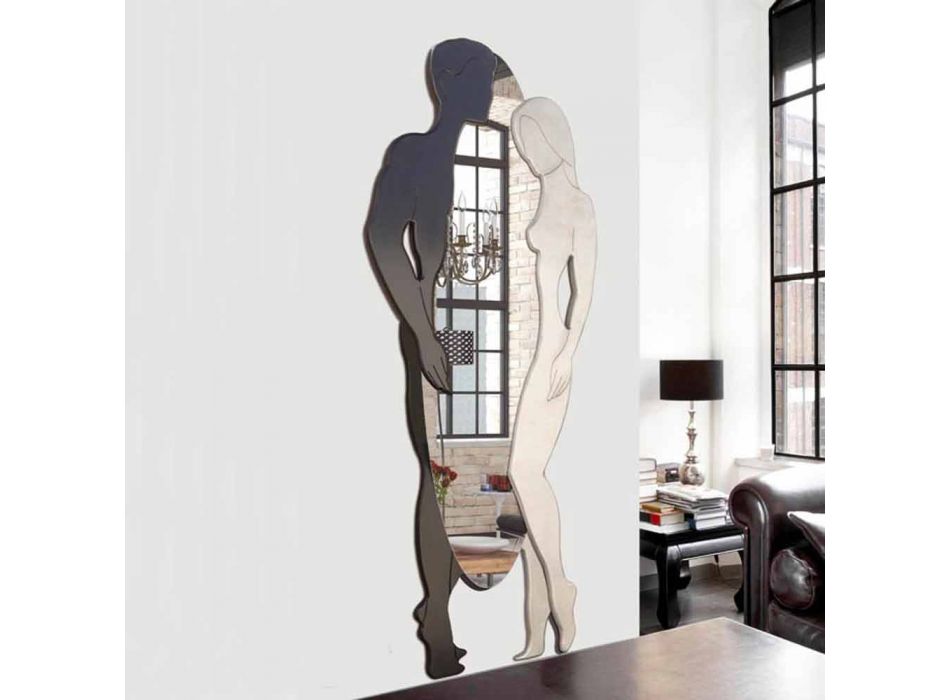 Espelho de parede em MDF design moderno Homem e mulher em forma de mão Viadurini