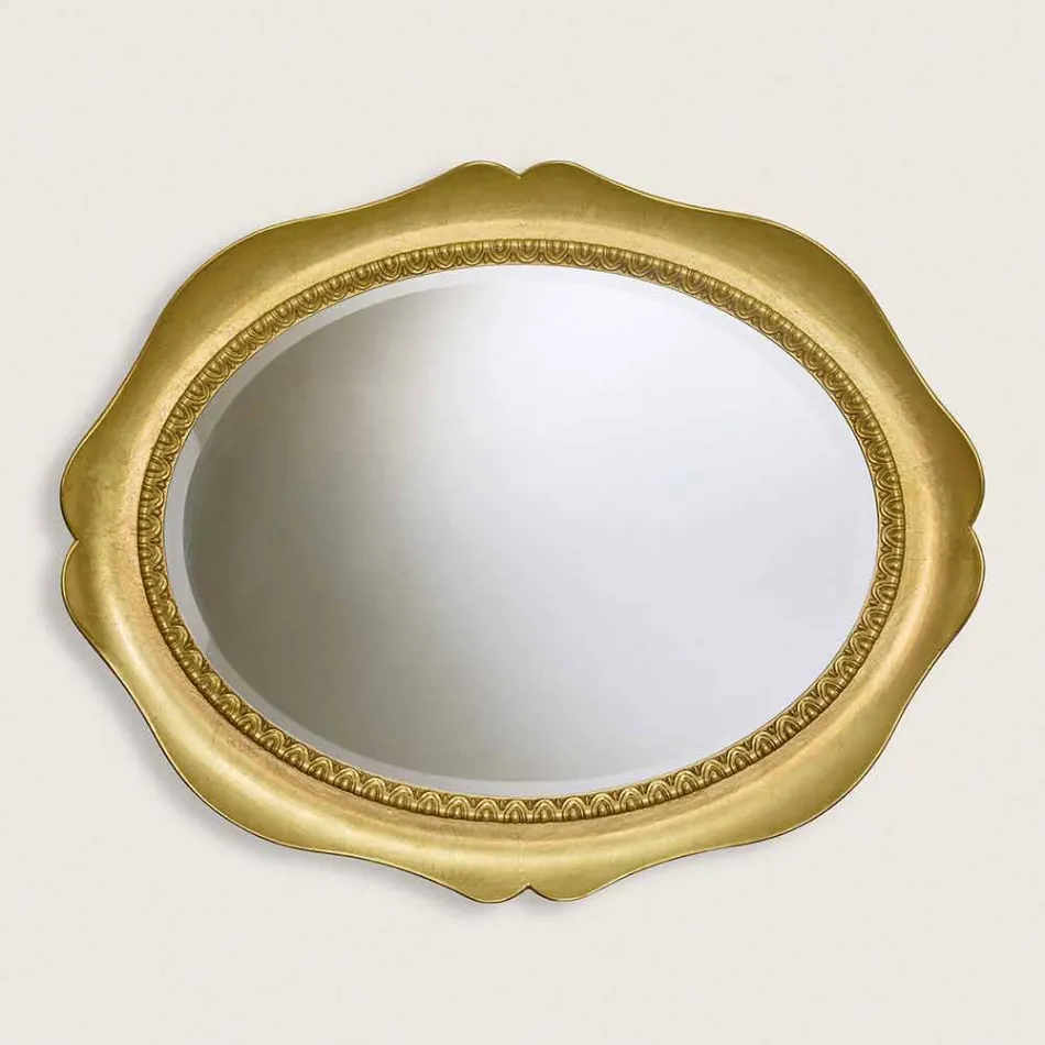 Espelho de parede em madeira ayous, totalmente feito à mão na Itália, Franco Viadurini