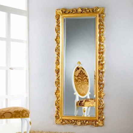 Espelho de piso / parede de design com acabamento em folha de ouro Mata Viadurini