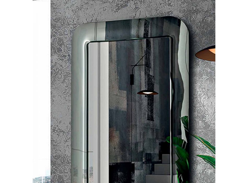 Espelho Design com Moldura de Vidro com Efeito Cristal Fabricado na Itália - Loop Viadurini