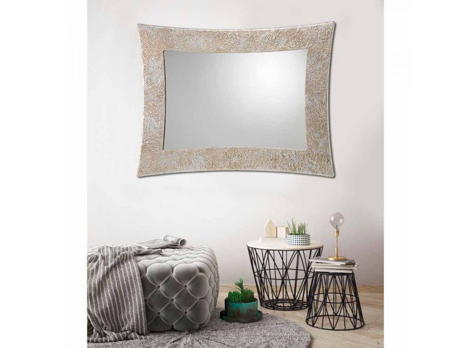 Espelho de parede em resina e folha de prata de Veneza Viadurini