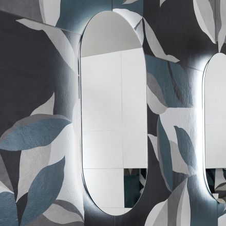 Espelho de fio polido de formato irregular retroiluminado fabricado na Itália - estudo Viadurini