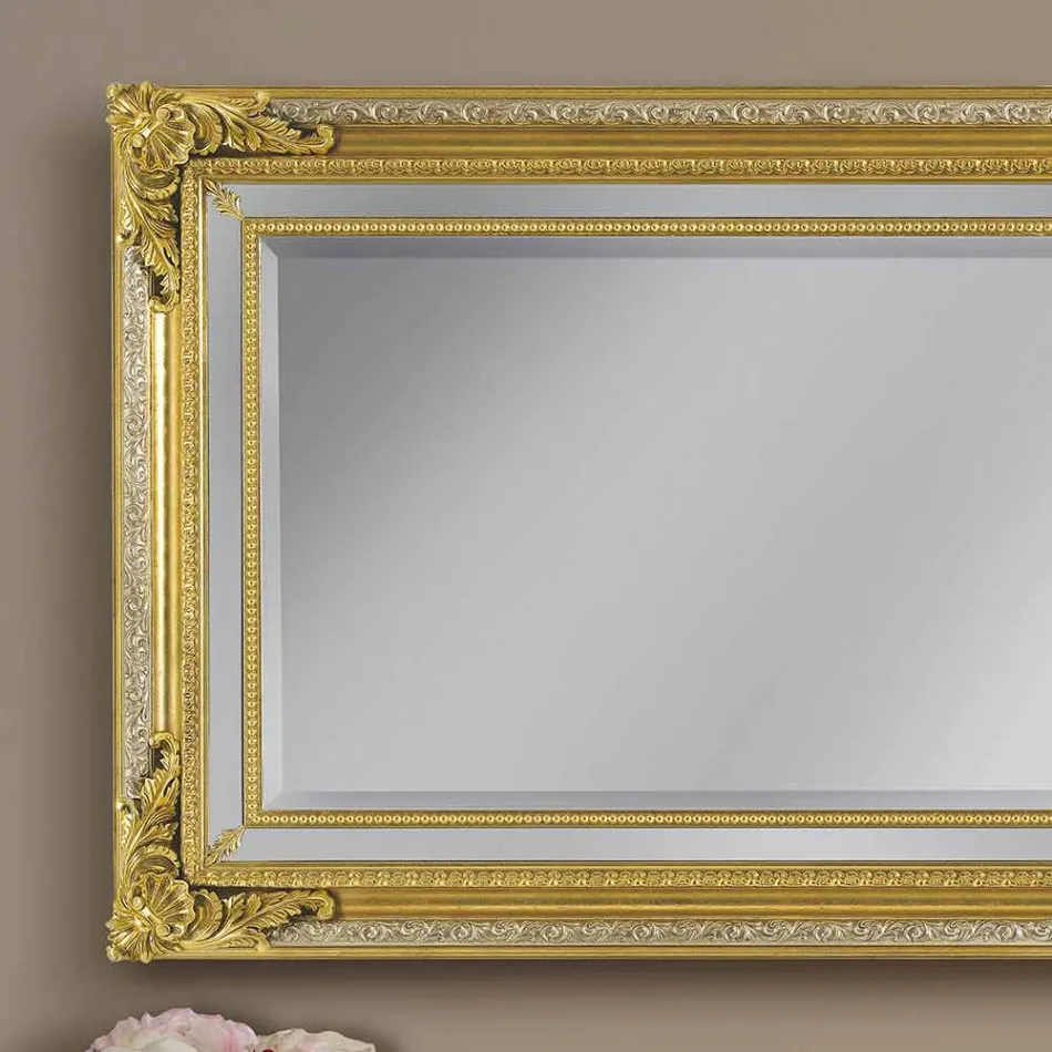 Espelho de parede de madeira moderna feito à mão ayous, feito na Itália, Carlo Viadurini