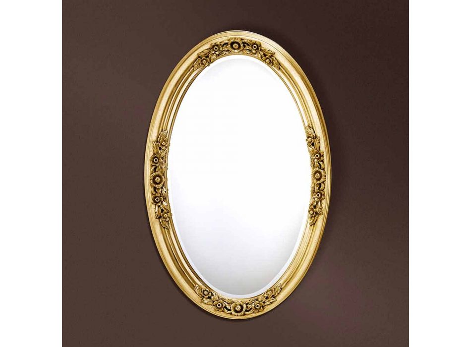 Espelho oval moderno feito à mão de madeira, produzido na Itália, Federico Viadurini