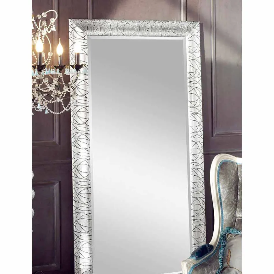 Espelho de parede retangular de madeira de abeto, produzido na Itália, Achille Viadurini