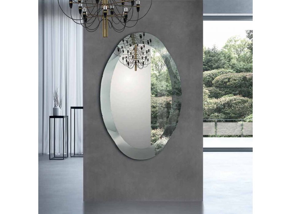 Espelho Oval Design com Acabamento Cristal Espelhado Fabricado na Itália - Eclisse Viadurini