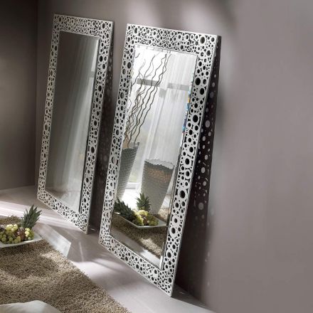 Espelho Retangular em Folha Prateada e Preta Fabricado na Itália - Acca Viadurini