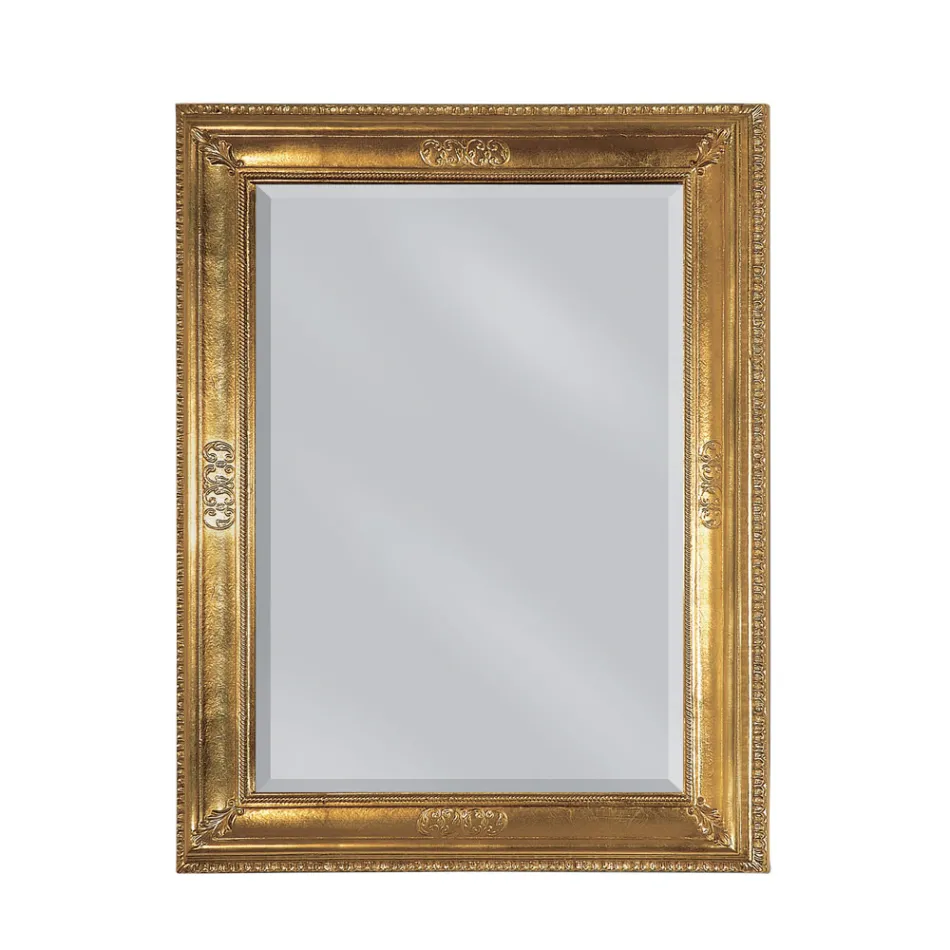 Espelho Retangular em Folha de Ouro Levemente Antiqued Made in Italy - Abeona Viadurini