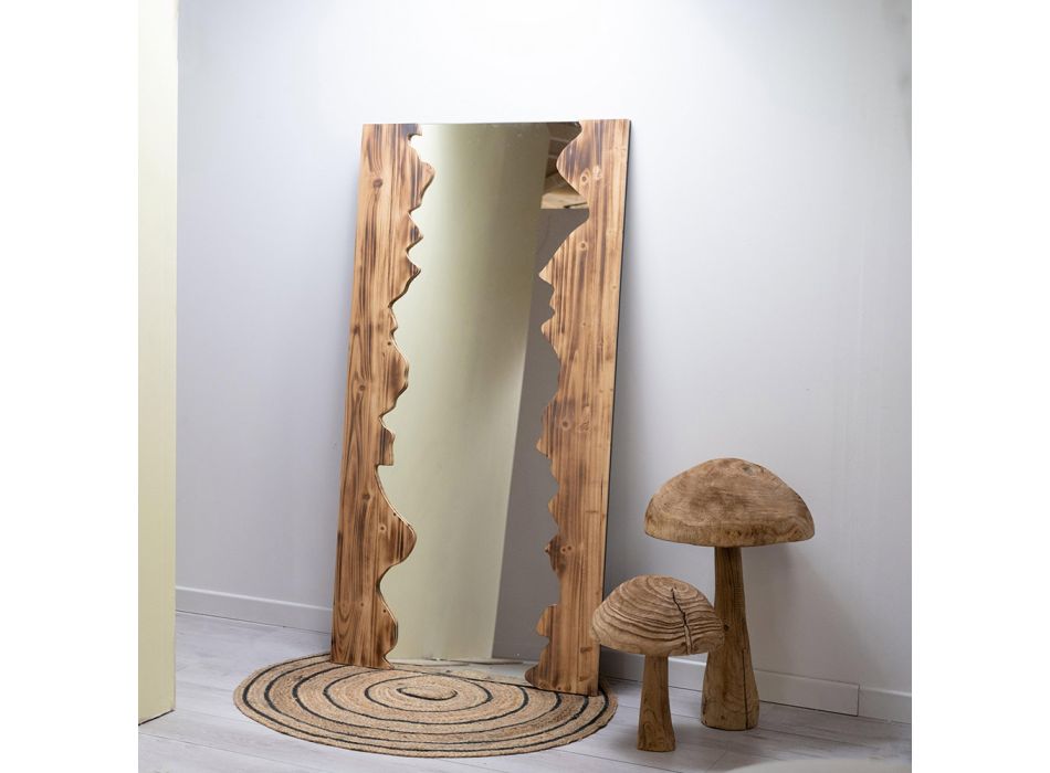 Espelho de vidro retangular com moldura de madeira maciça - Nikos Viadurini