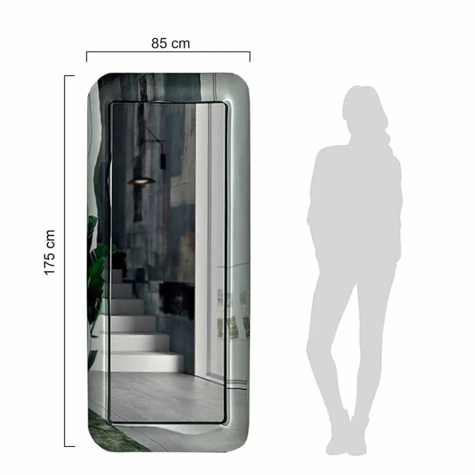 Espelho retangular longo com moldura com efeito de cristal fabricado na Itália - Loop Viadurini