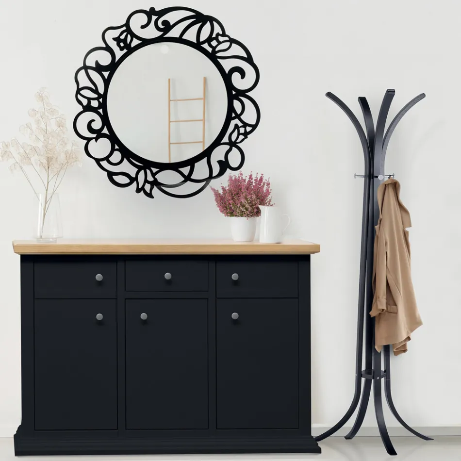 Espelho redondo com padrão perfurado fabricado na Itália - Ferona Viadurini