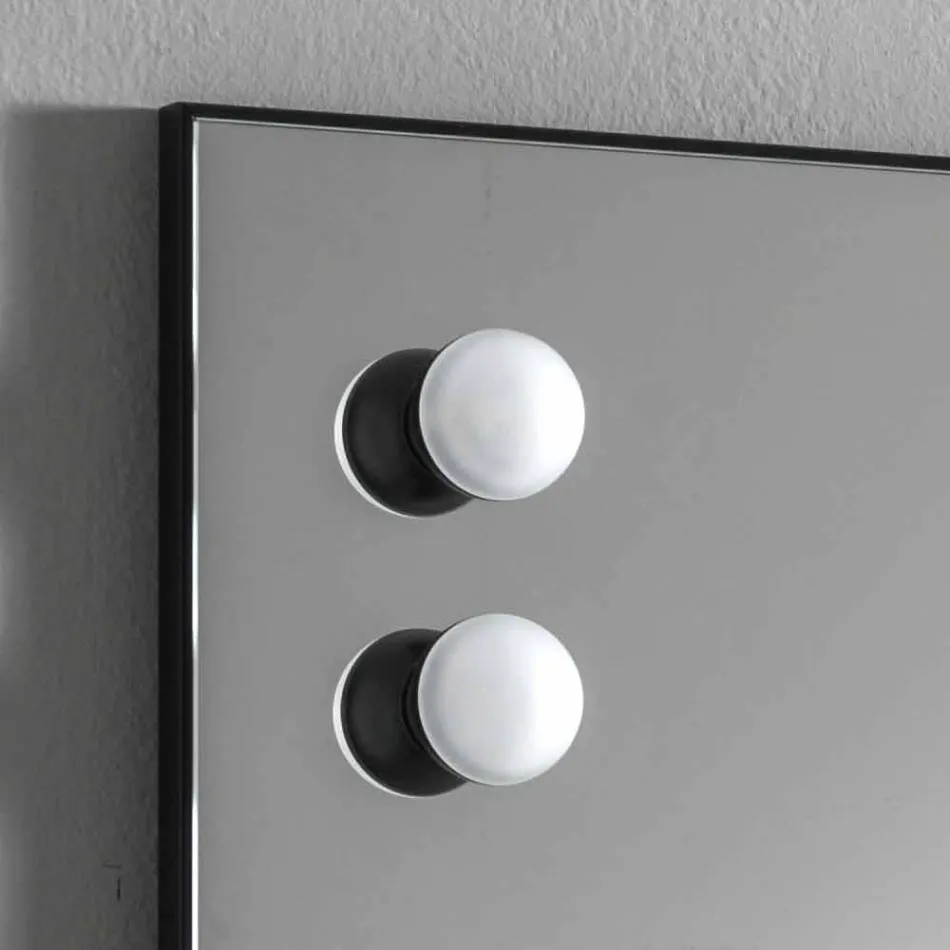 Espelho de parede com 2 lâmpadas e moldura de alumínio preto Made in Italy - moldura Viadurini