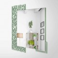Espelho de Parede Quadrado de Design Moderno em Madeira Verde Decorada - Labirinto