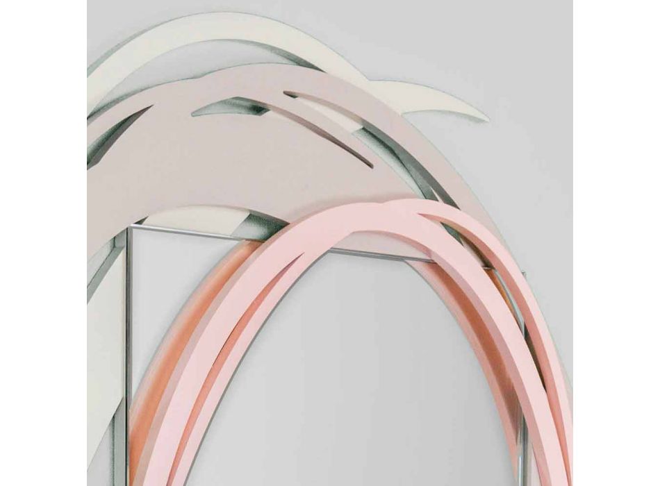 Espelho Moderno de Parede com Design Decorativo em Madeira Colorida - Orbita Viadurini