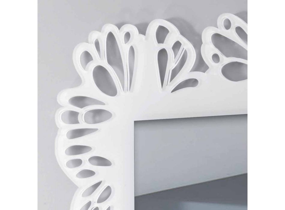 Espelho de parede de plexiglás branco com moldura retangular decorada - Alidifarf Viadurini