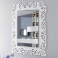 Espelho de parede de plexiglás branco com moldura retangular decorada - Alidifarf