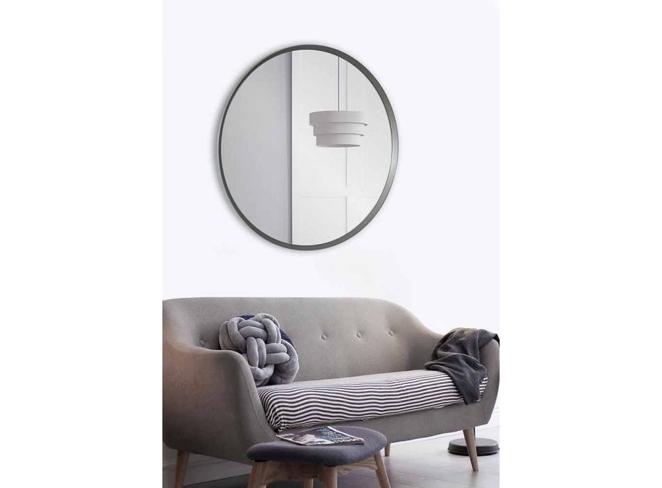 Espelho de parede redondo com moldura lacada de design moderno e elegante - Odosso Viadurini