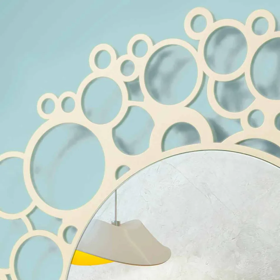 Espelho Redondo de Parede em Madeira Marrom de Design Moderno com Moldura - Bombo Viadurini