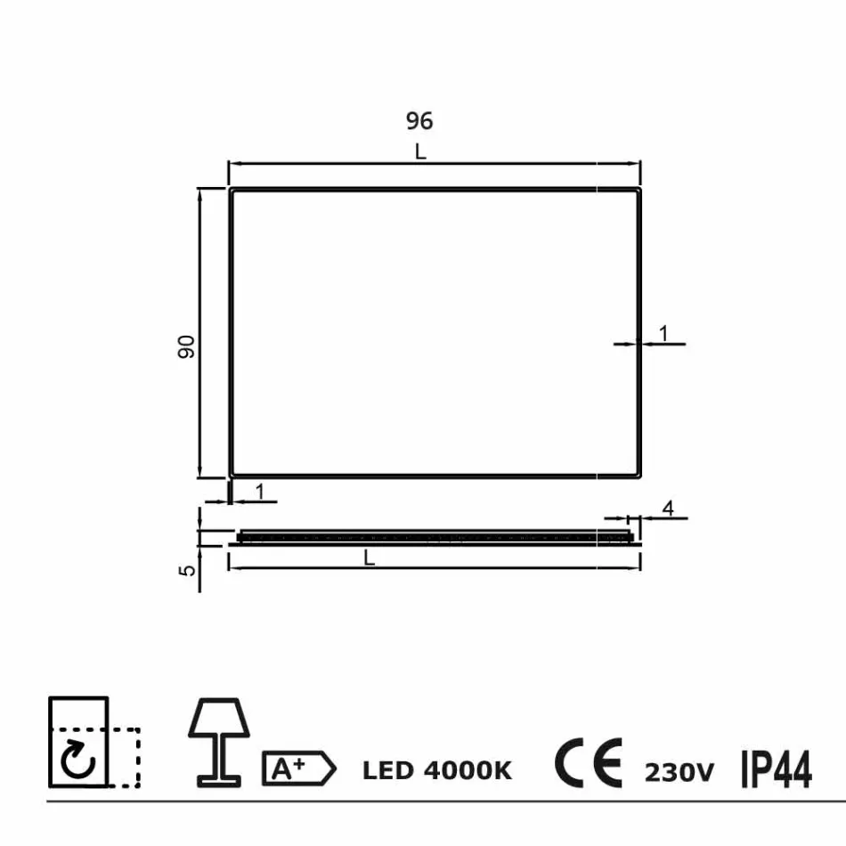 Espelho de parede com bordas de cetim, iluminação LED, Tessa Viadurini