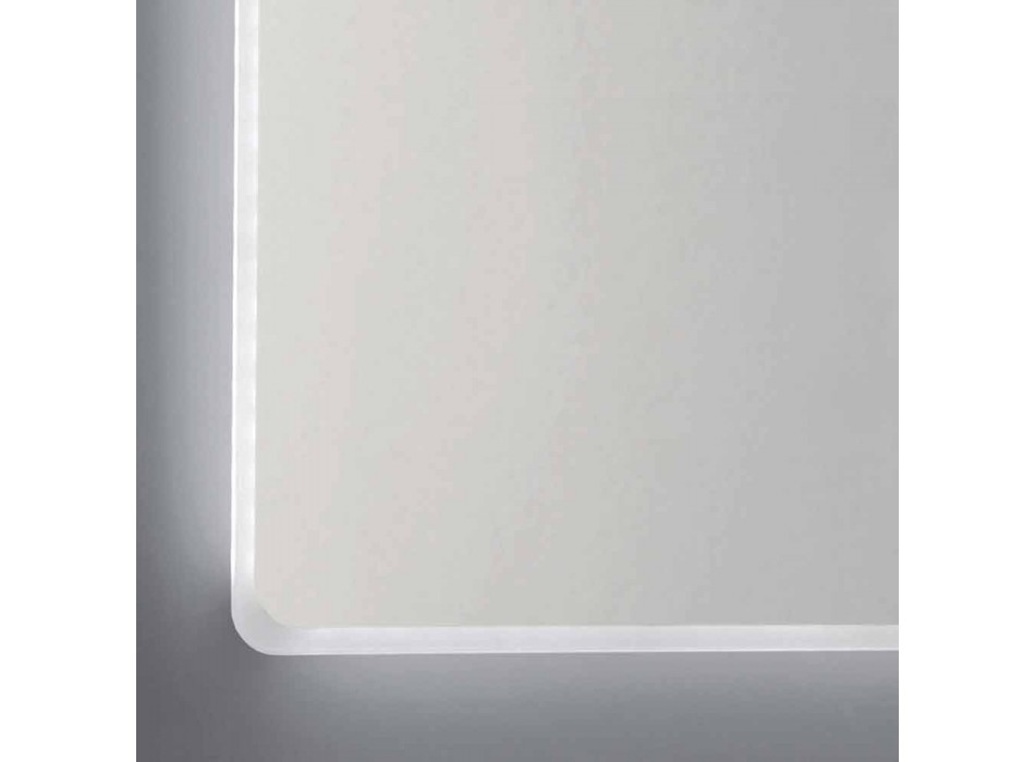 Espelho de parede com bordas de cetim, iluminação LED, Tessa Viadurini