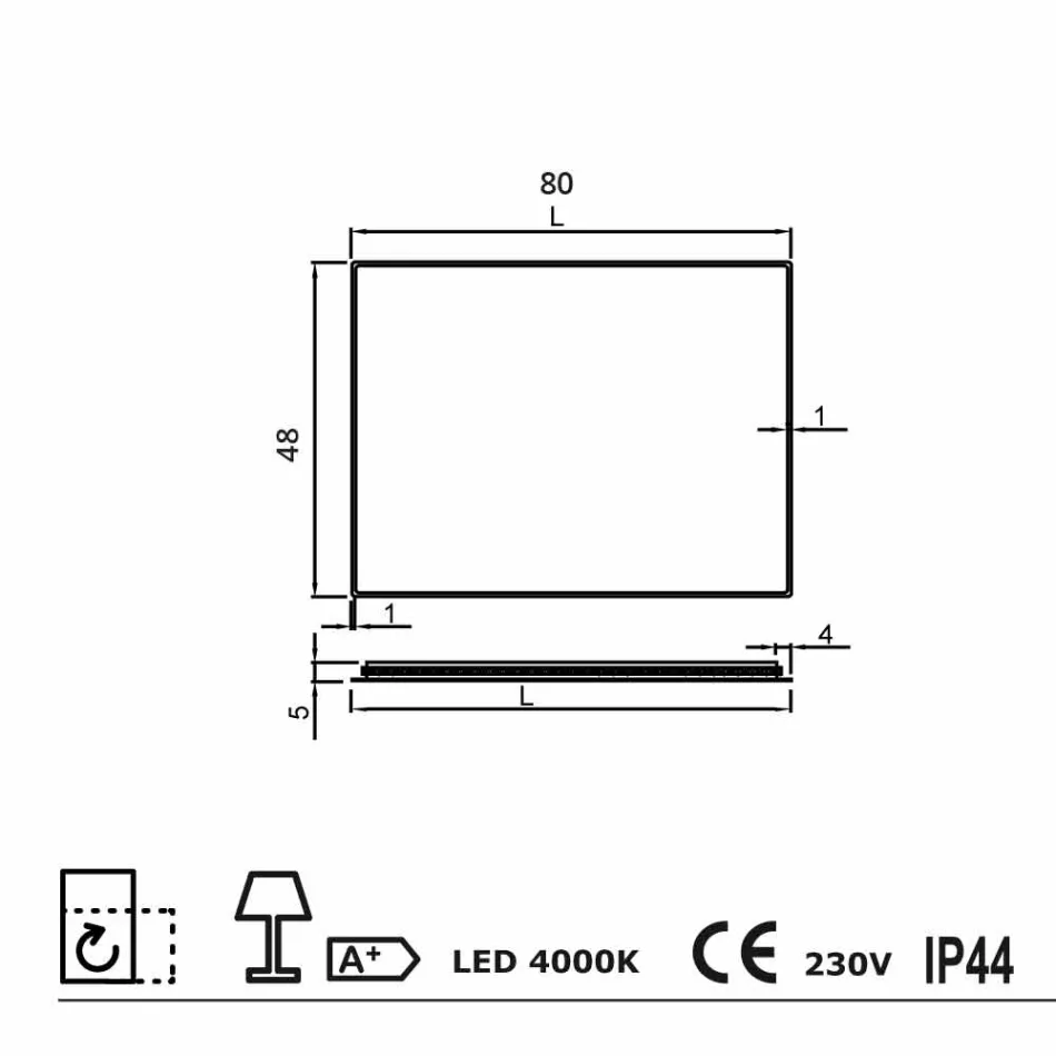 Espelho de parede com bordas de cetim, iluminação LED, Tessa Viadurini