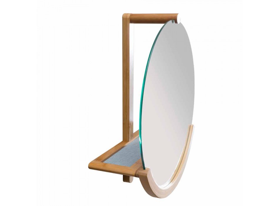 Espelho de parede do banheiro de design com moldura de bambu Gorizia Viadurini