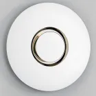 Espelho de parede redondo de design com metal dourado com peça central - Merale Viadurini