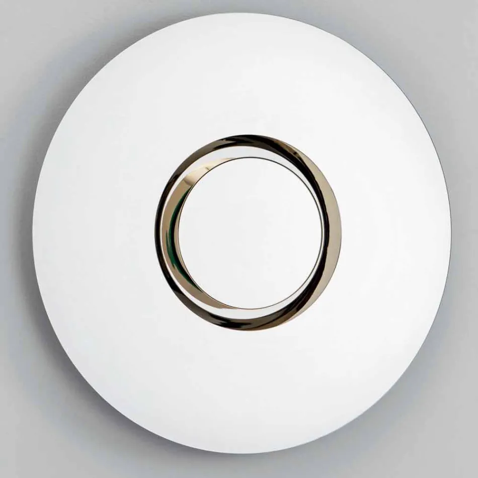 Espelho de parede redondo de design com metal dourado com peça central - Merale Viadurini