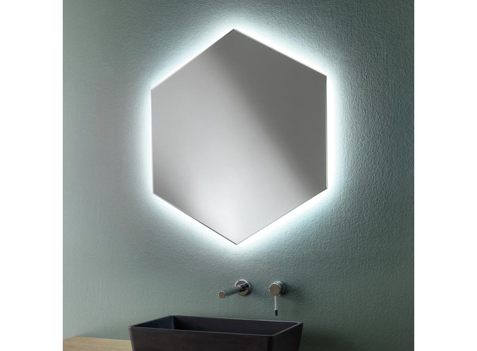Espelho de parede em forma de banheiro moderno com luz LED de alta qualidade - Crocchio Viadurini