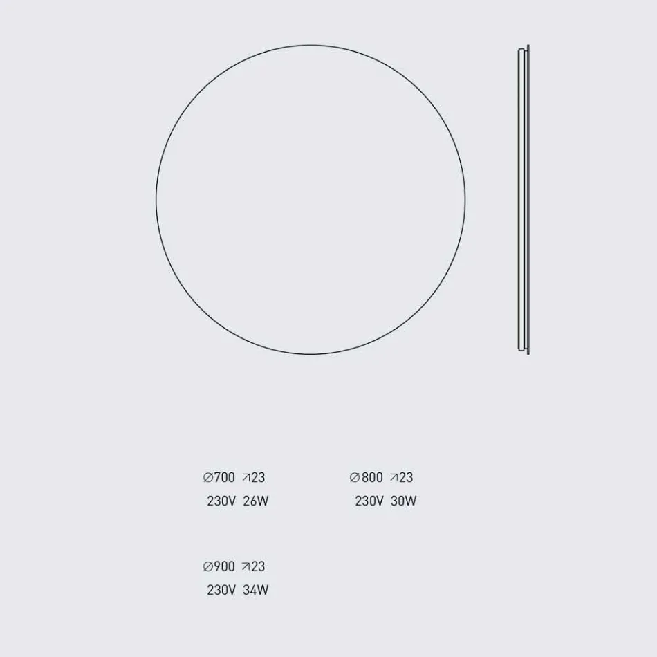 Espelho redondo retroiluminado com LED Made in Italy - Ronda Viadurini