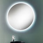 Espelho de parede redondo com borda jateada e retroiluminação LED - botão Viadurini