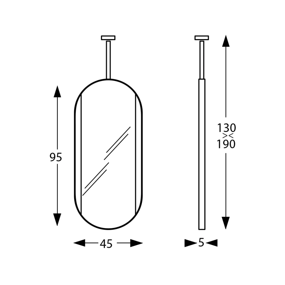 Espelho suspenso de metal com luz opcional Made in Italy - Amadeus Viadurini