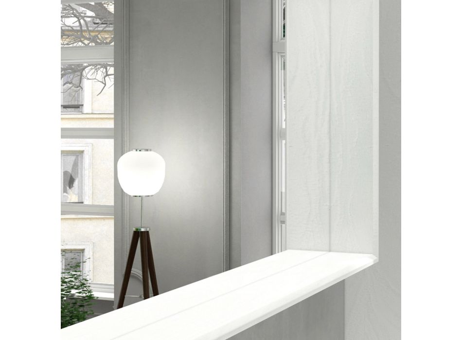 Espelho de banheiro de parede com luz LED e moldura de madeira Made in Italy - Geppio Viadurini