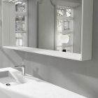 Espelho de banheiro de parede com luz LED e moldura de madeira Made in Italy - Geppio Viadurini