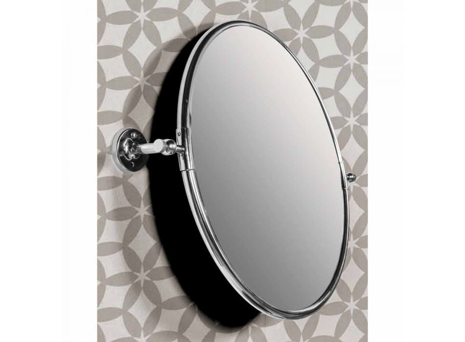 Espelho de banheiro de parede com moldura de latão cromado - Rondello Viadurini