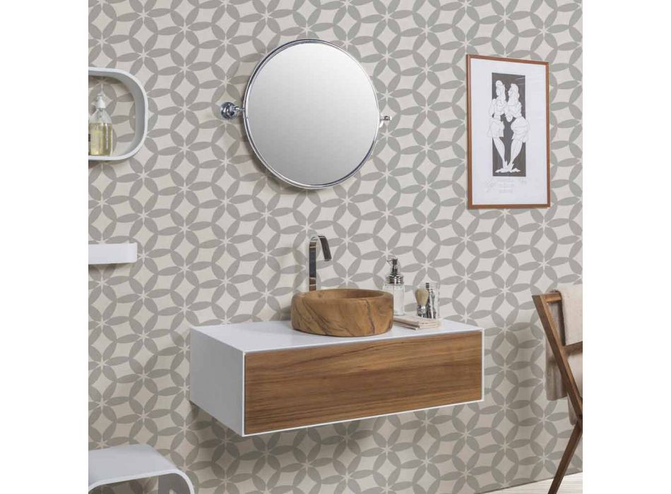 Espelho de banheiro de parede com moldura de latão cromado - Rondello Viadurini