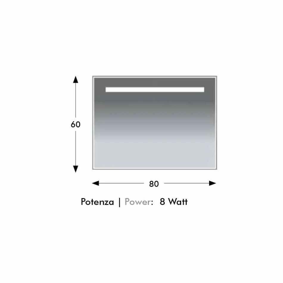 Espelho de banheiro de parede com moldura semelhante a alumínio Made in Italy - Tobi Viadurini