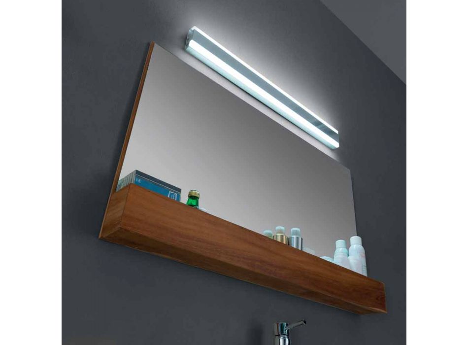 Espelho de Parede para Banheiro em Teca Natural com Compartimento de Arrumação - Palima Viadurini