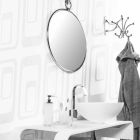 Espelho de banheiro de parede redonda em Chrome Ottome com costas envelhecidas - junho Viadurini