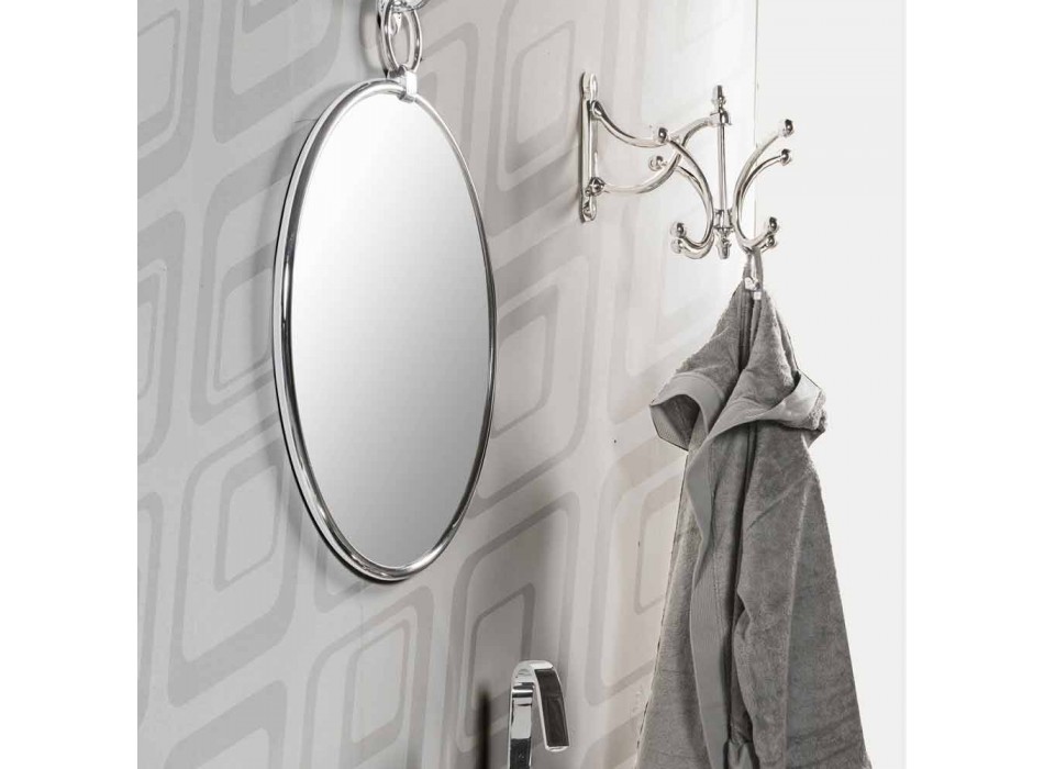 Espelho de banheiro de parede redonda em Chrome Ottome com costas envelhecidas - junho Viadurini