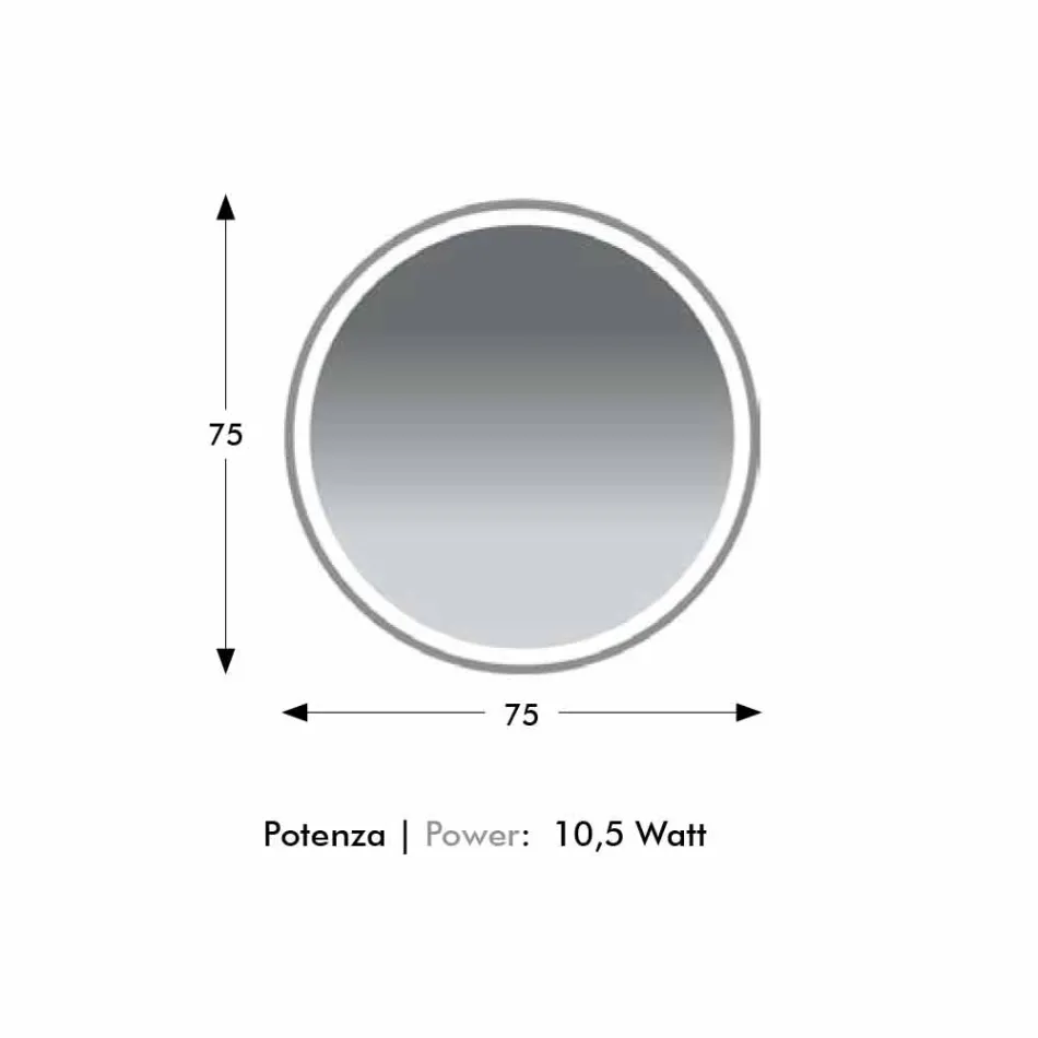 Espelho de banheiro redondo com iluminação traseira e jato de areia Made in Italy - Ranio Viadurini