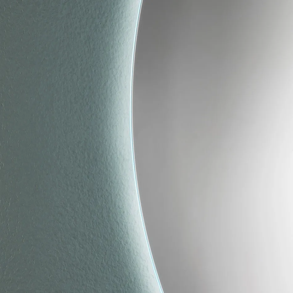 Espelho de parede redondo mínimo para banheiro com luz LED 4000K fabricado na Itália - Roteo Viadurini