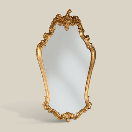 Espelho barroco em forma com moldura de folha de ouro feito na Itália - precioso Viadurini
